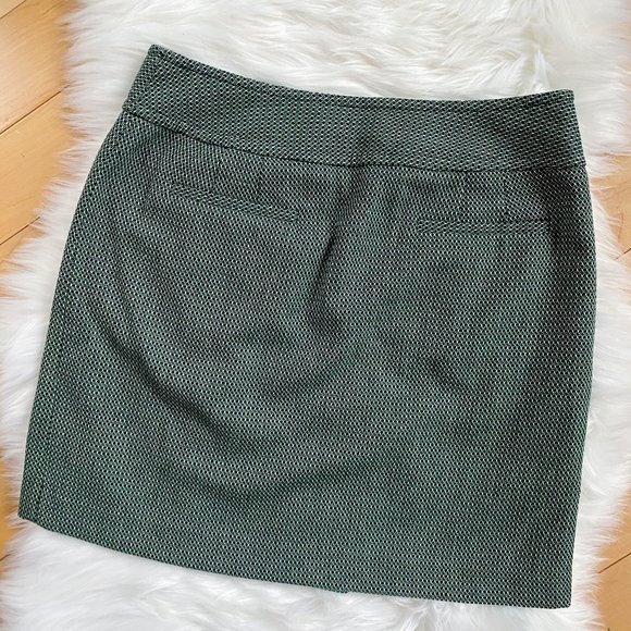 LOFT green button front tweed wool 70's mini skirt - Picture 3 of 8